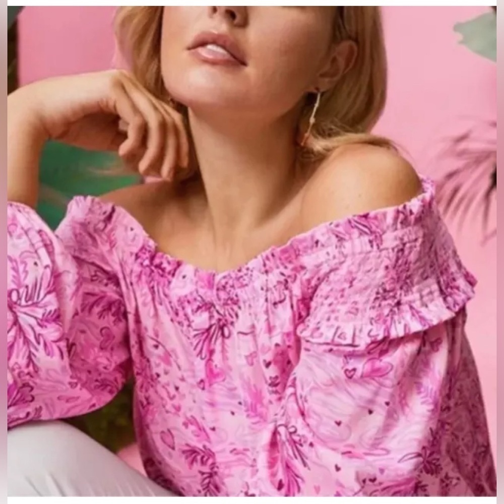 Lilly Pulitzer Ruffle Off the shoulder top (Size XXS) - Picture 2 of 12